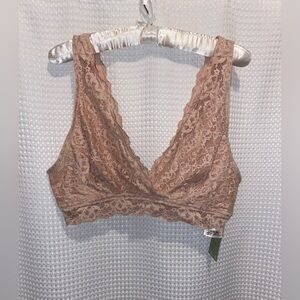 Women’s H&M soft lace wrap front pink blush bralette‎ size XL NWT